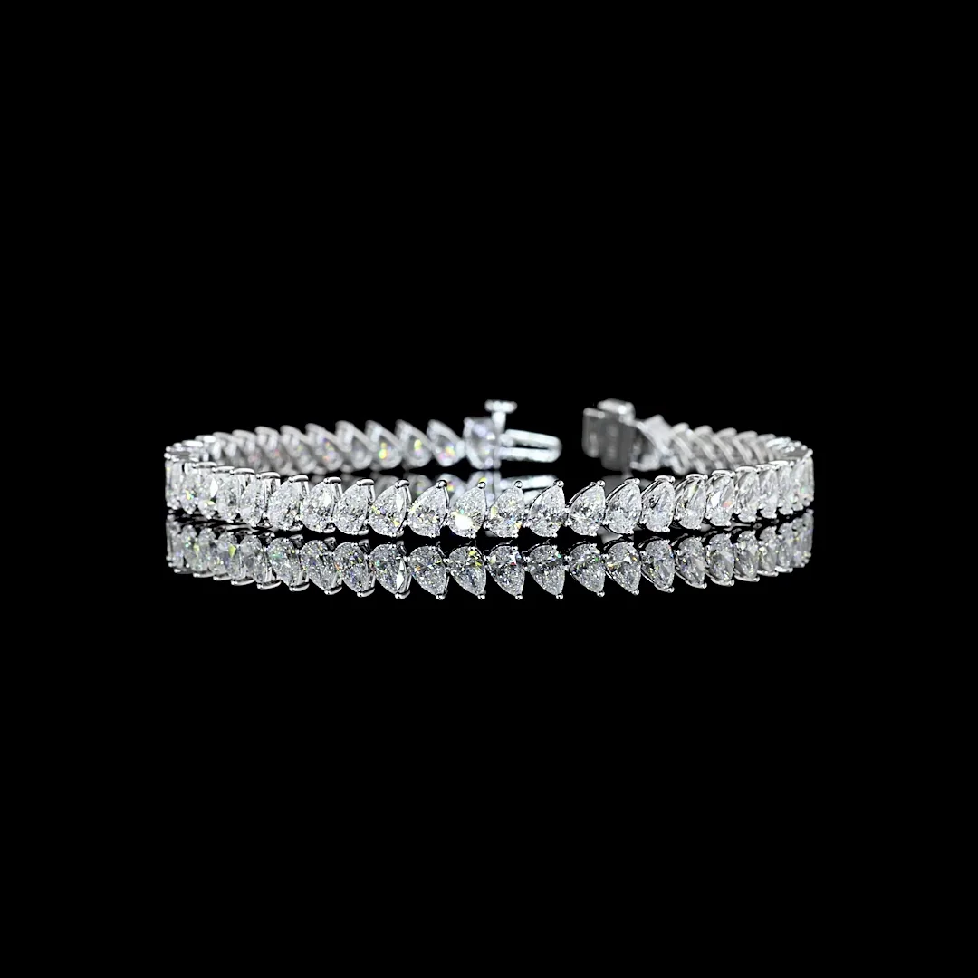 8.69 Cts 14k White Gold Pear Shape Tennis Bracelet - Video