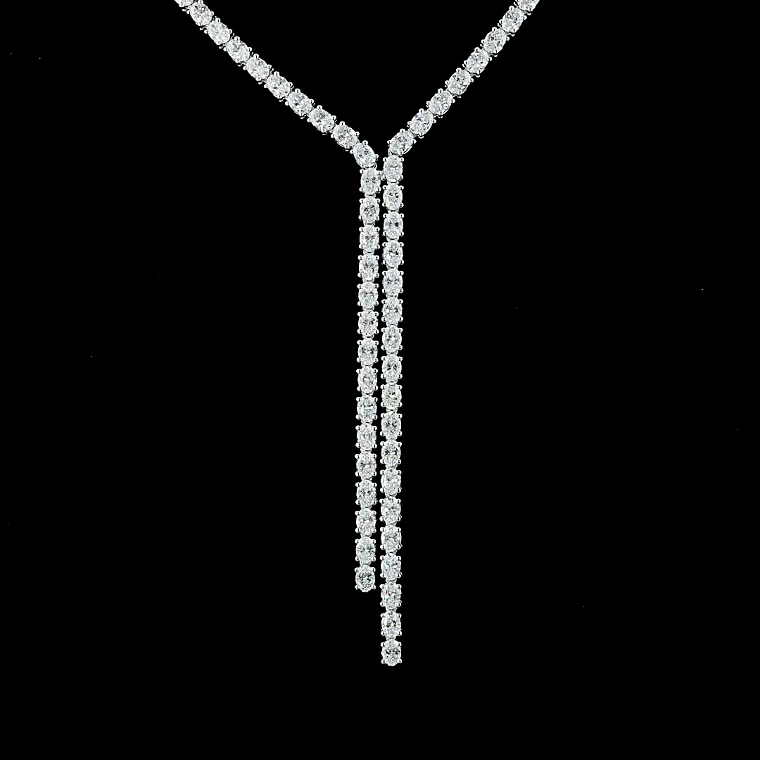 13.74 Cts 14k White Gold Oval Shape Lariat Necklace - Image 3