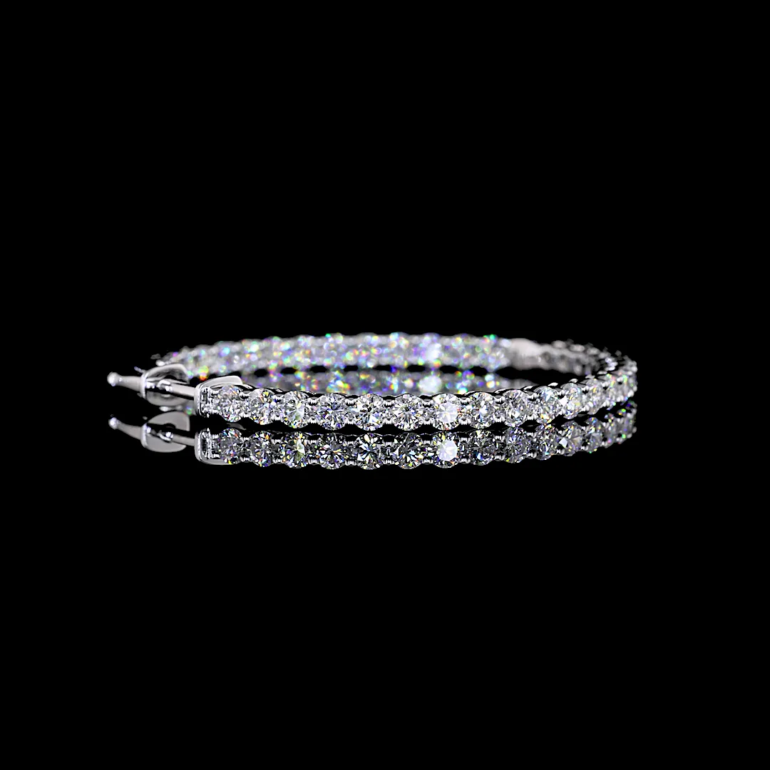 2.84 Cts 14k White Gold Round Shape Hoops Earring - Image 4