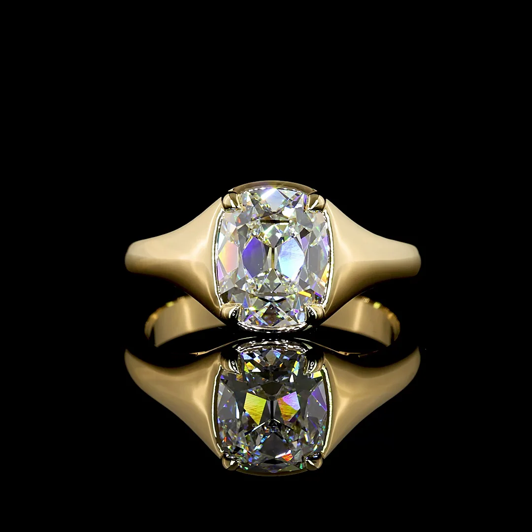 2.09 Cts 14k Yellow Gold Antique Cushion Shape Solitaire Ring - Video