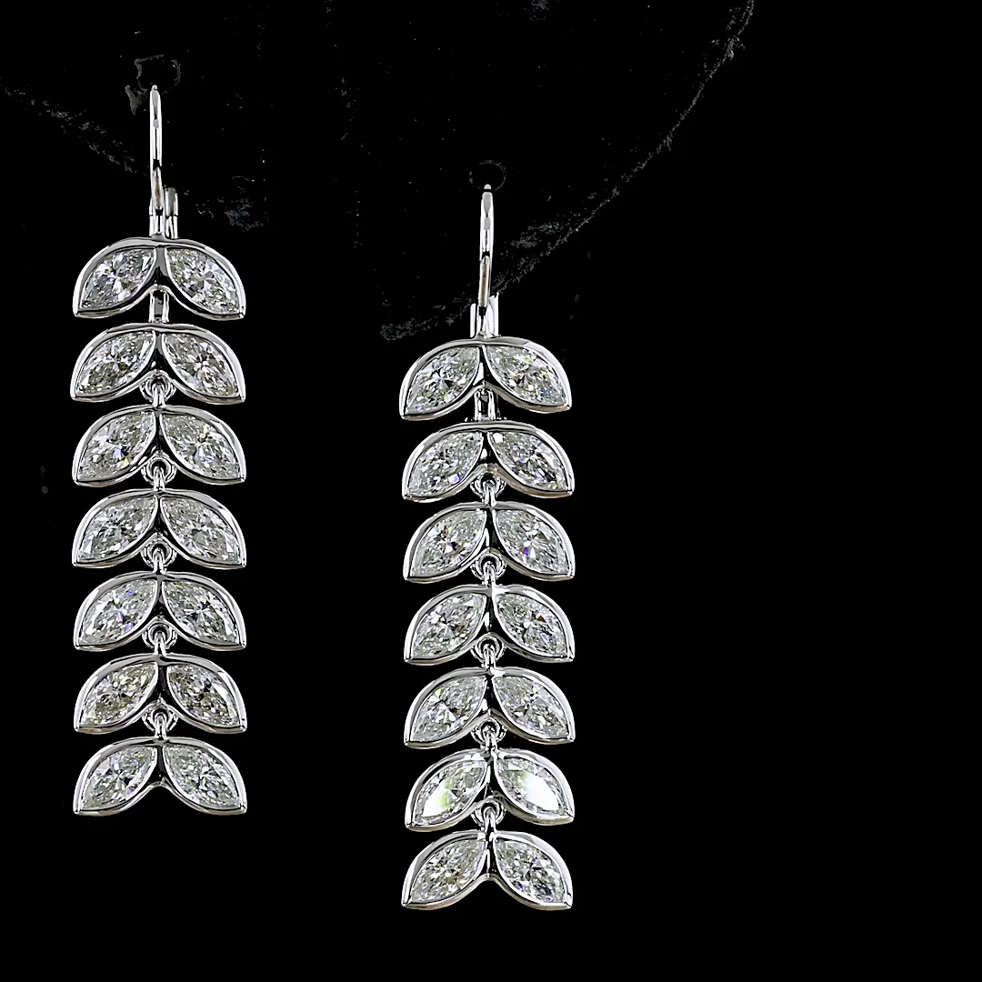 3.32 Cts 14k White Gold Marquise Shape Hanging Earring - Image 3