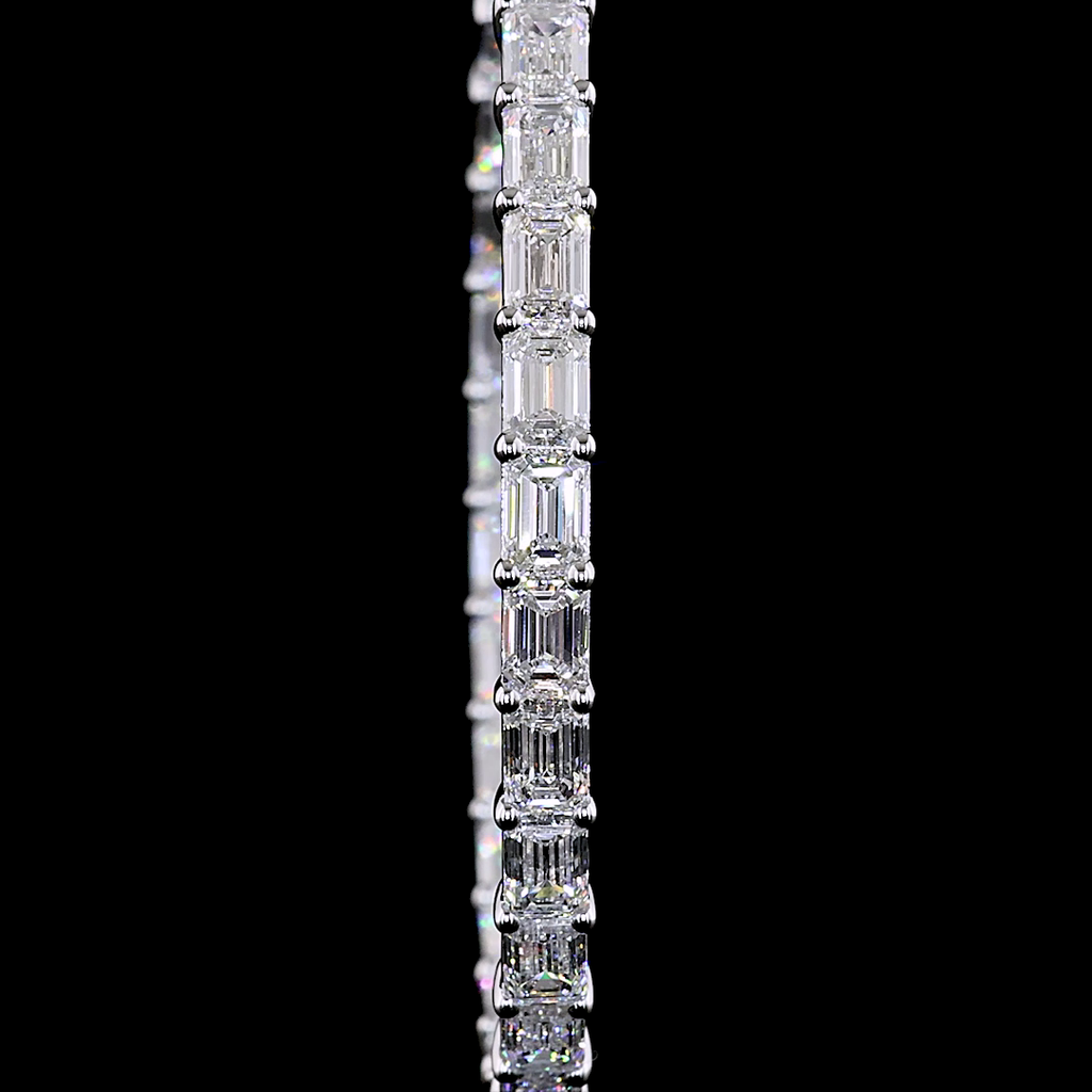 10.05 Cts 14k White Gold Emerald Shape Hoops Earring - Image 3