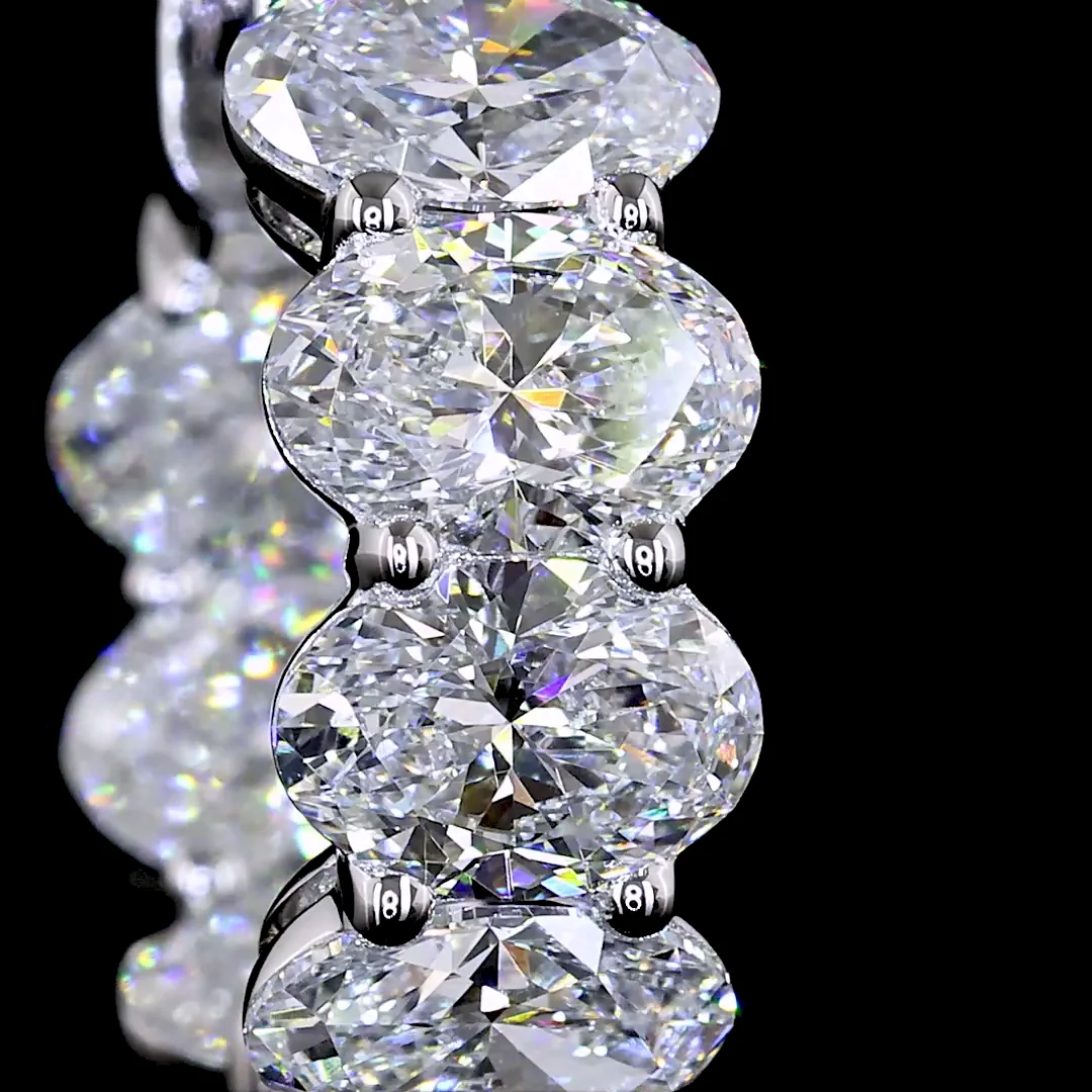 4.05 Cts 14k White Gold Oval Shape Huggies Earring - Image 3