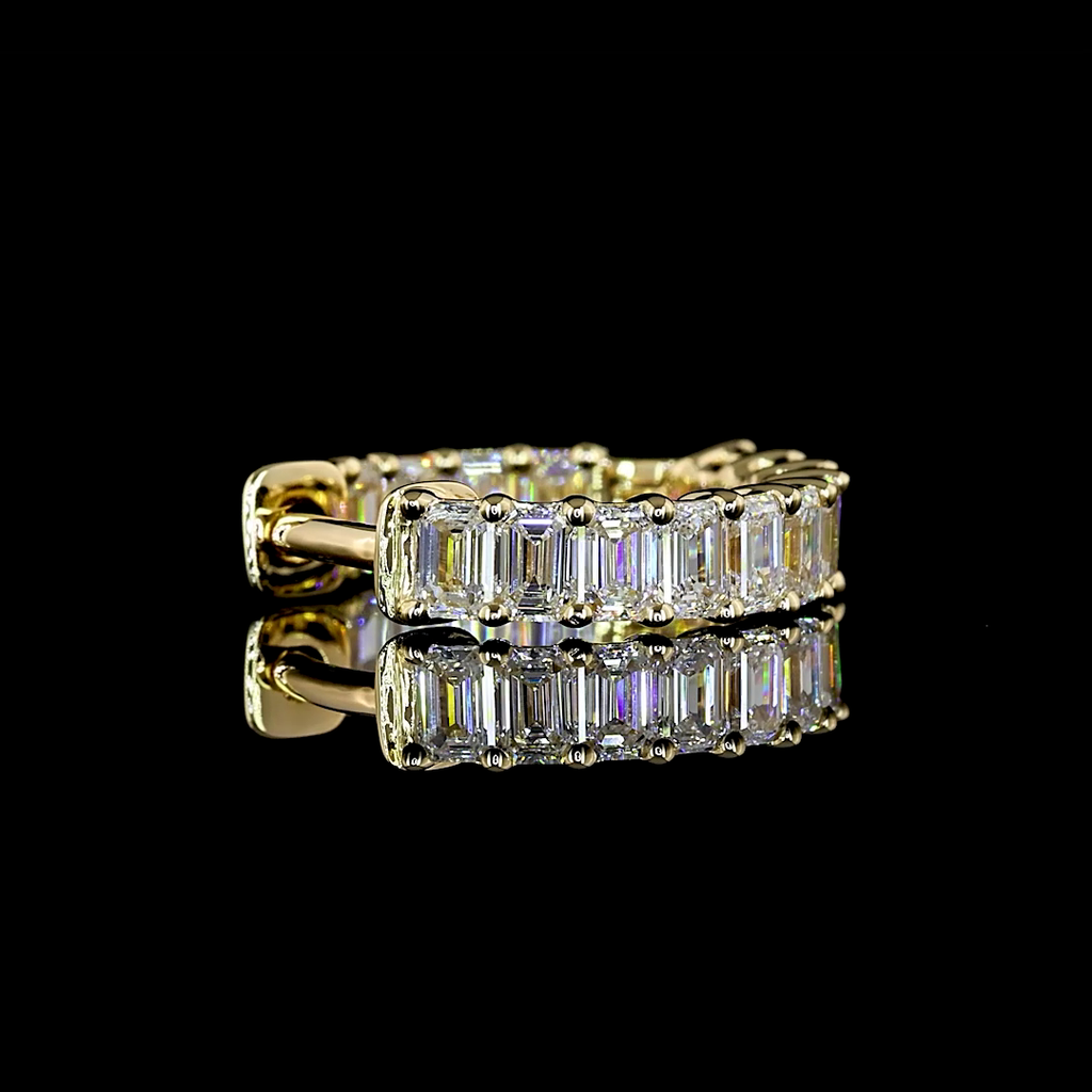1.5 Cts 14k Yellow Gold Emerald Shape Huggies Earring - Image 2
