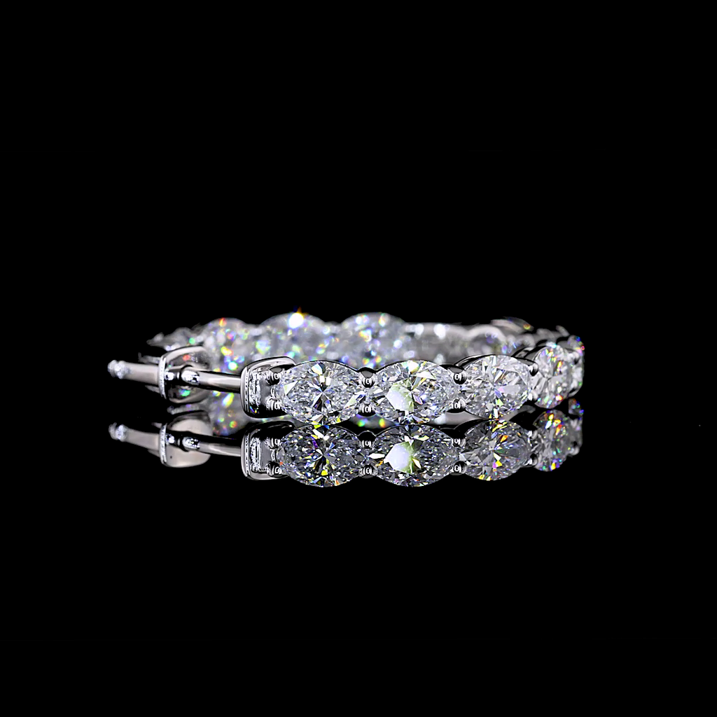 5.06 Cts 14k White Gold Oval Shape Hoops Earring - Image 4