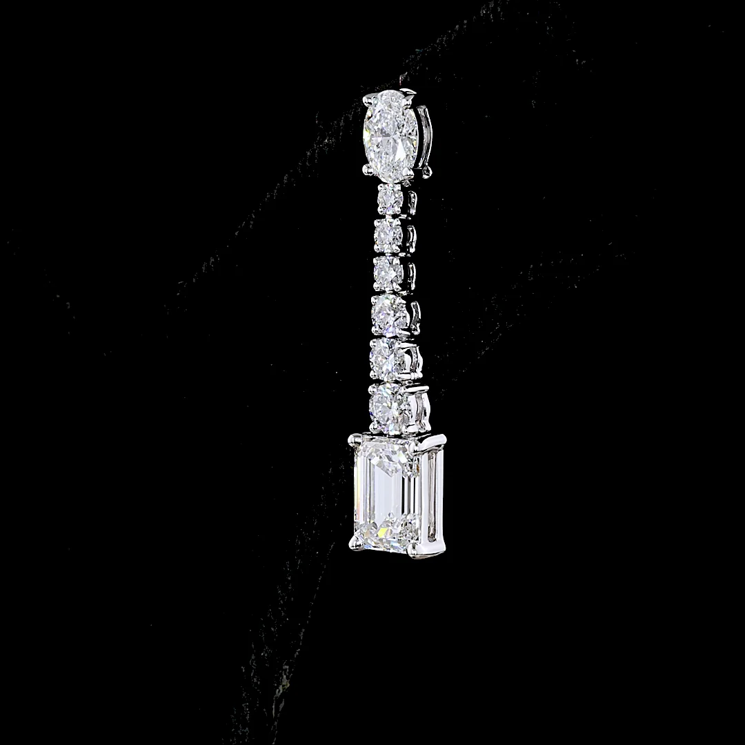 3.1 Cts 14k White Gold Mix Shape Hanging Earring - Image 4