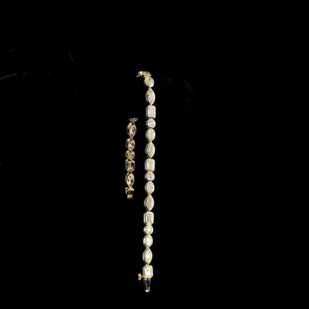 6.35 Cts 14k Yellow Gold Mix Shape Tennis Bracelet - Image 3