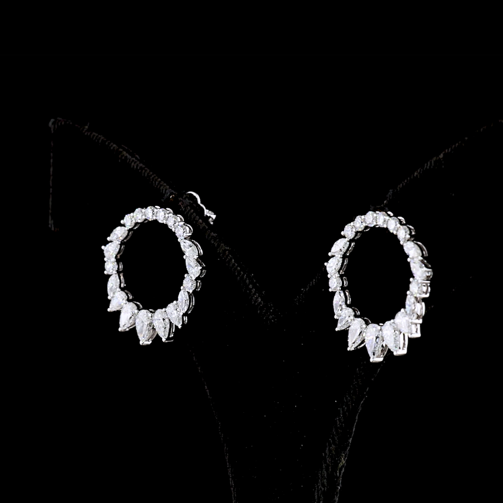 2.65 Cts 14k White Gold Mix Shape Huggies Earring - Image 2