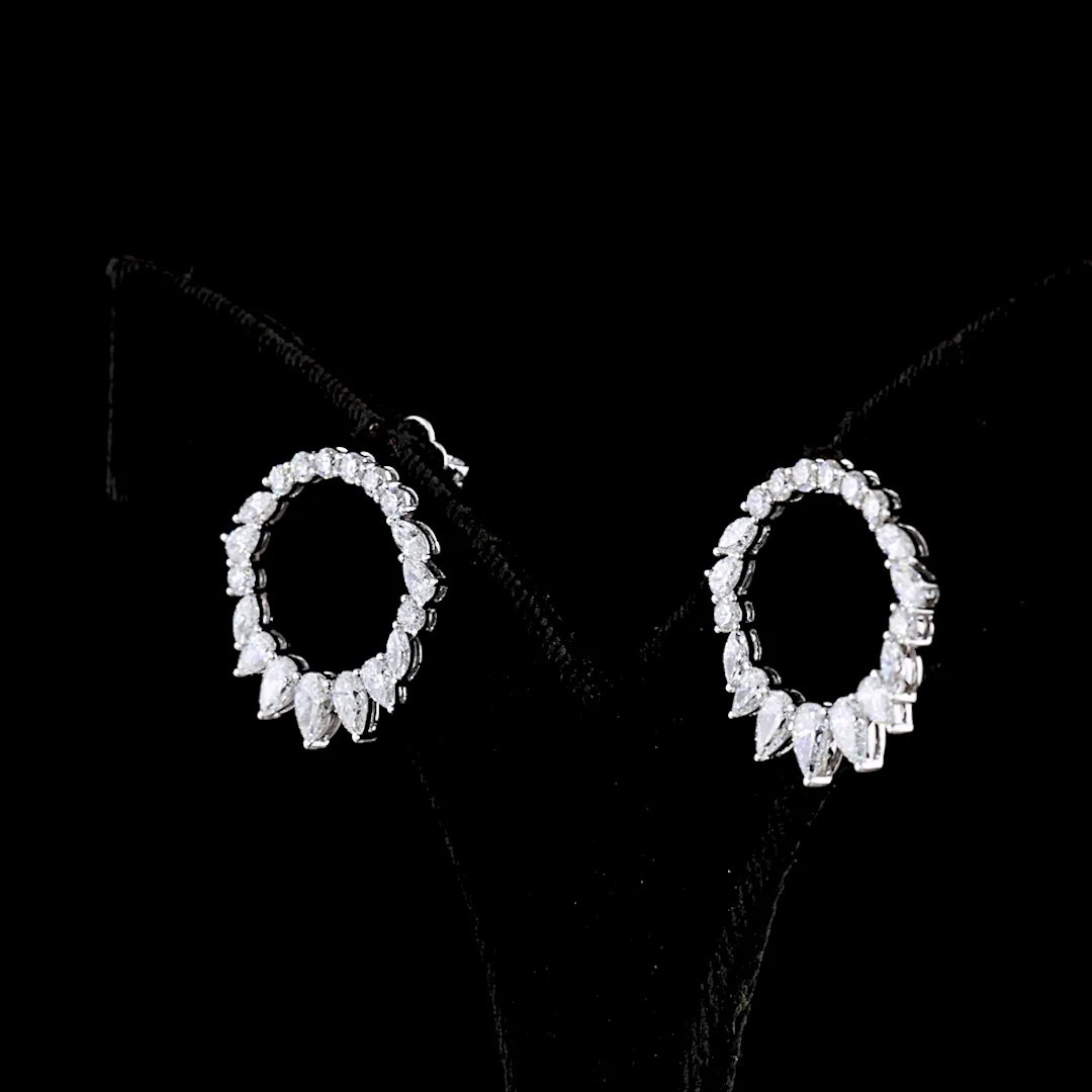 2.65 Cts 14k White Gold Mix Shape Huggies Earring - Image 2