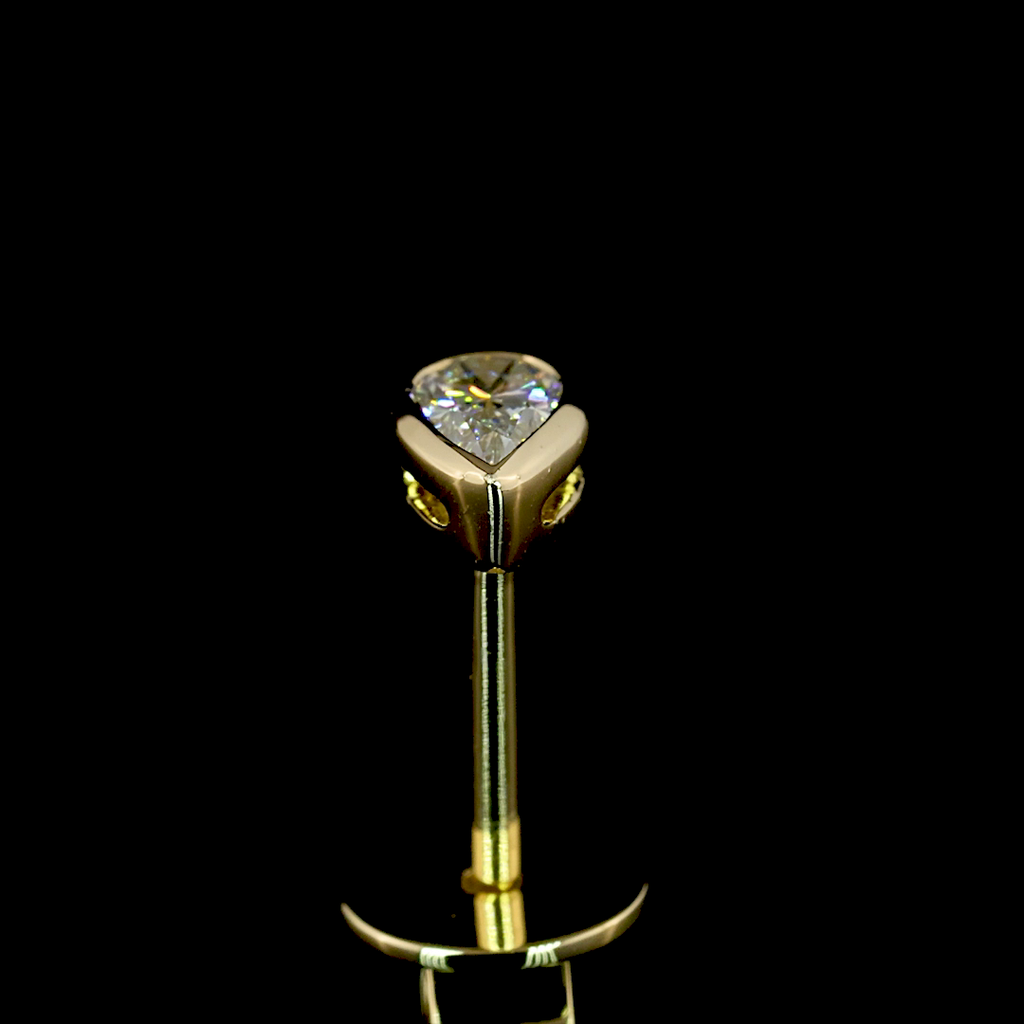 0.3 Cts 14k Yellow Gold Pear Shape Studs Earring - Image 4