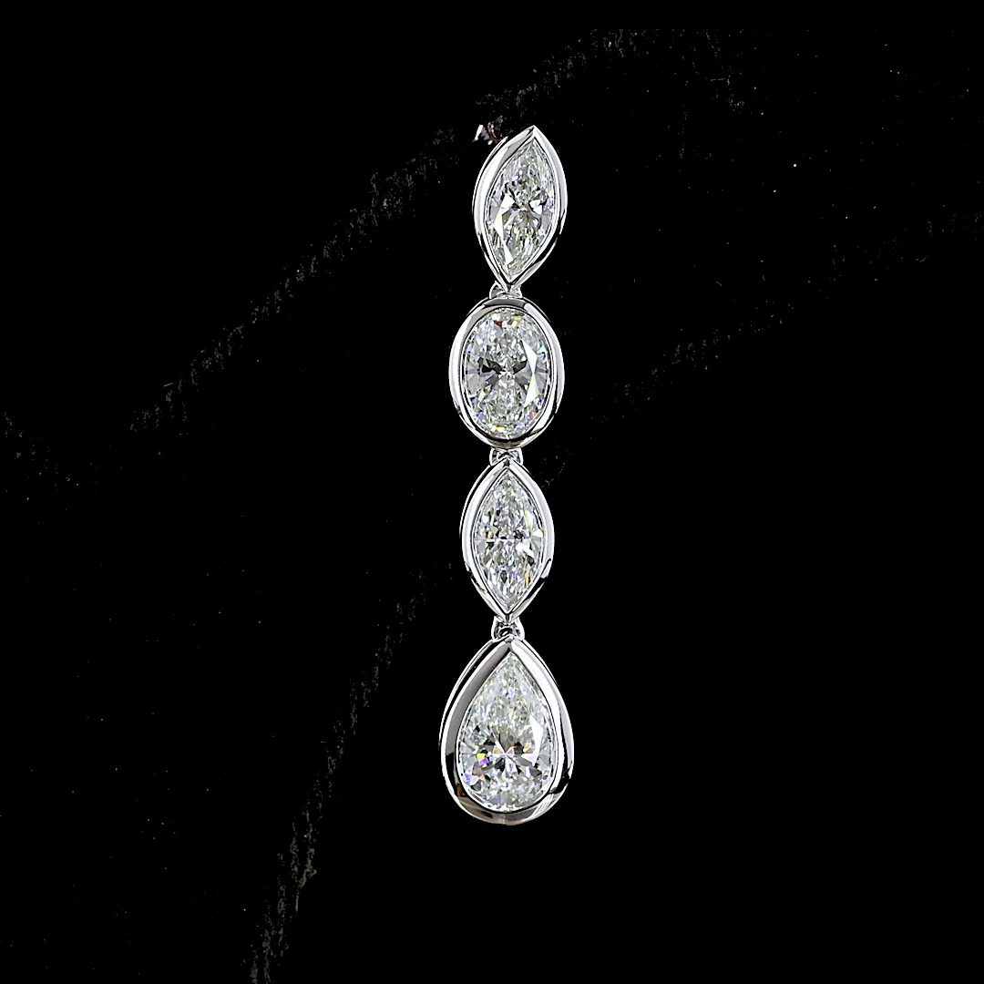 3.57 Cts 14k White Gold Mix Shape Hanging Earring - Image 3