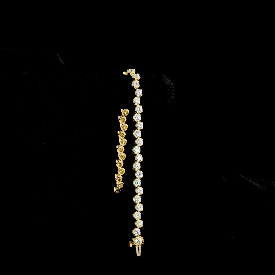 6.87 Cts 18k Yellow Gold Round Shape Tennis Bracelet - Image 3