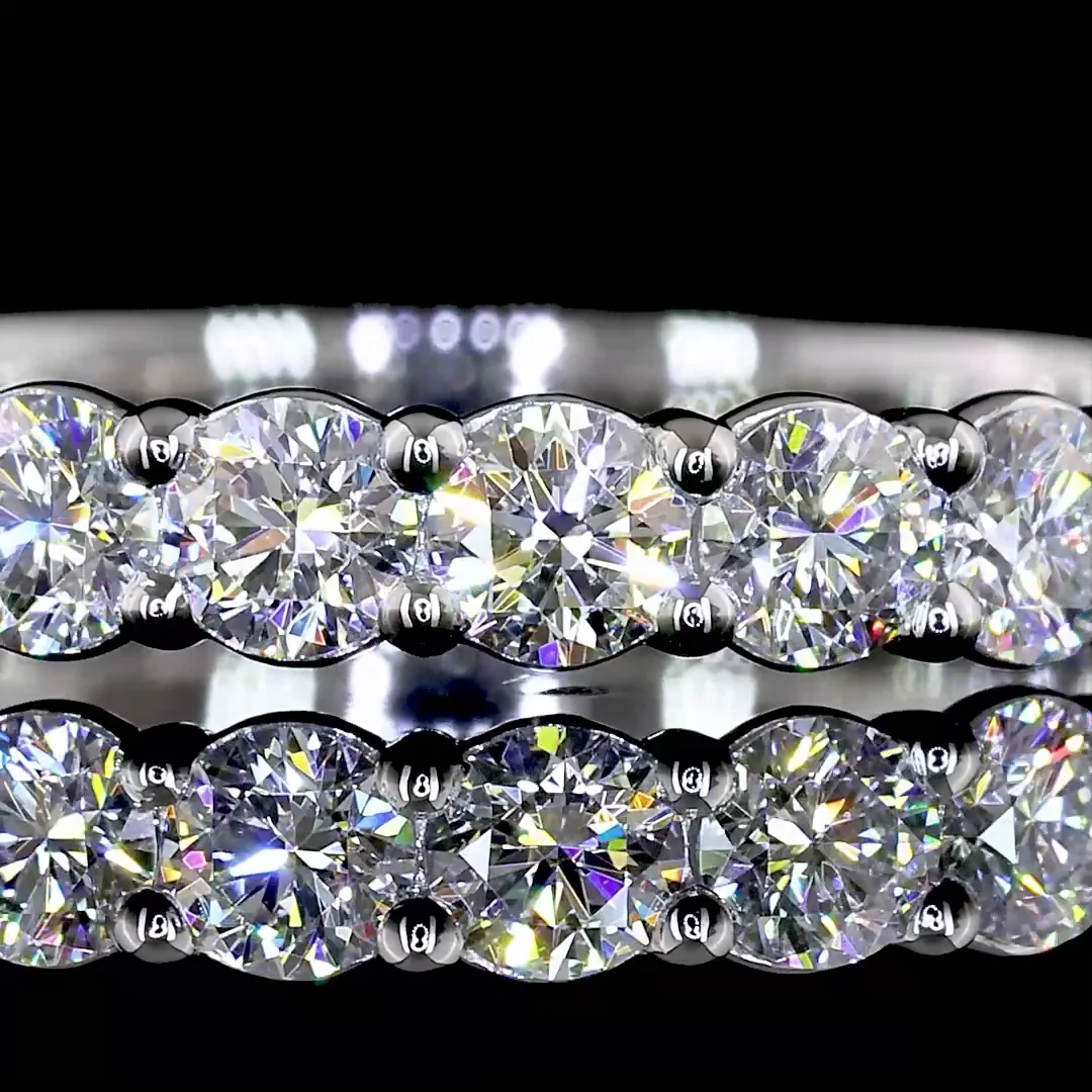 1.1 Cts 14k White Gold Round Shape 3/4 Band Eternity Band - Image 3