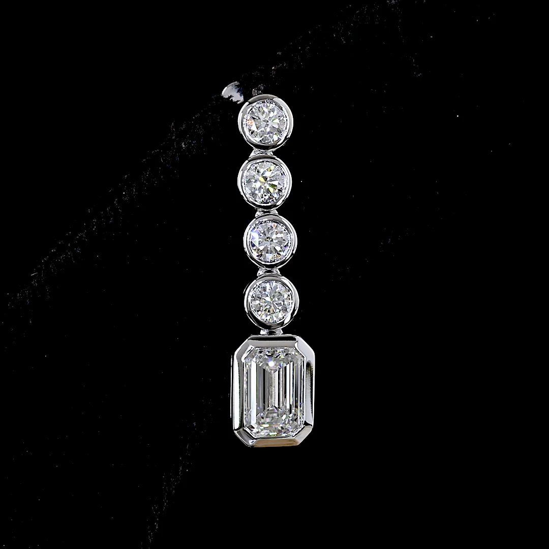 2.56 Cts 14k White Gold Mix Shape Hanging Earring - Image 3