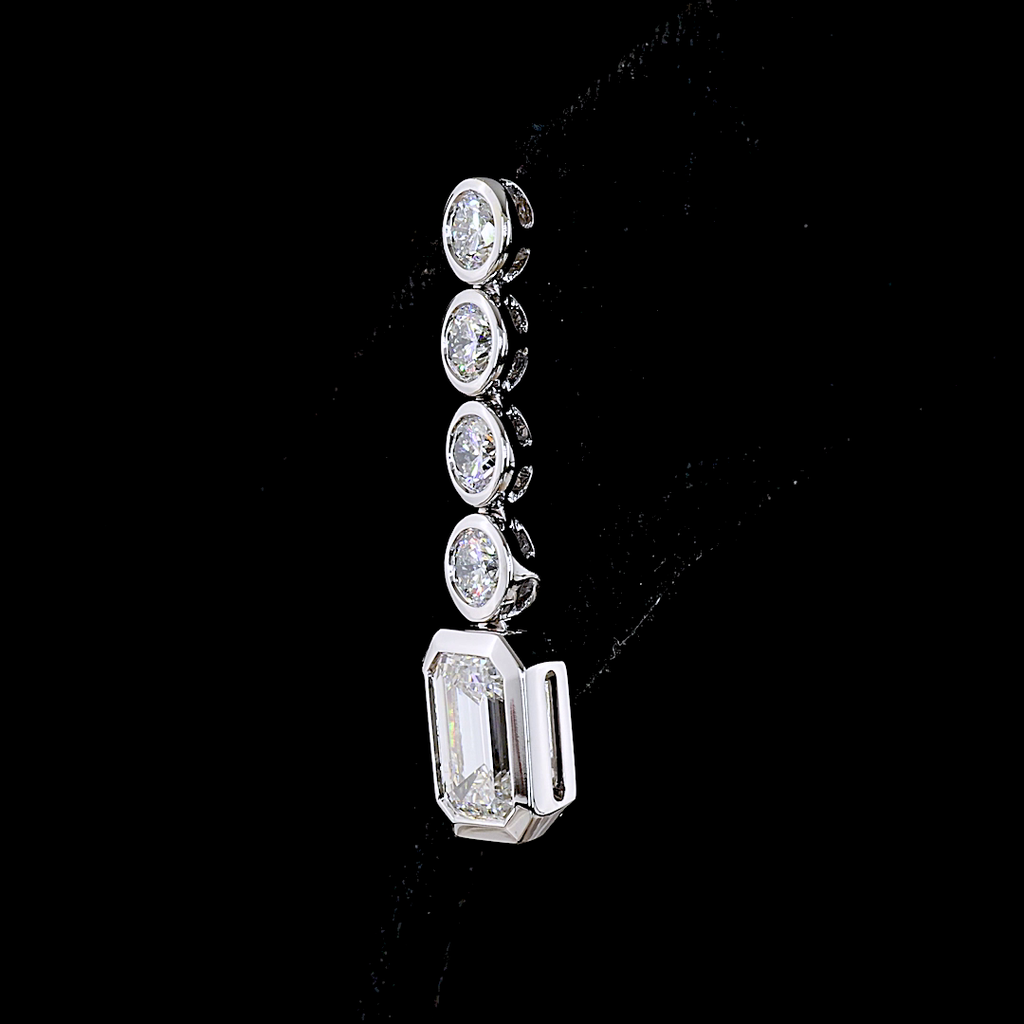 2.56 Cts 14k White Gold Mix Shape Hanging Earring - Image 4
