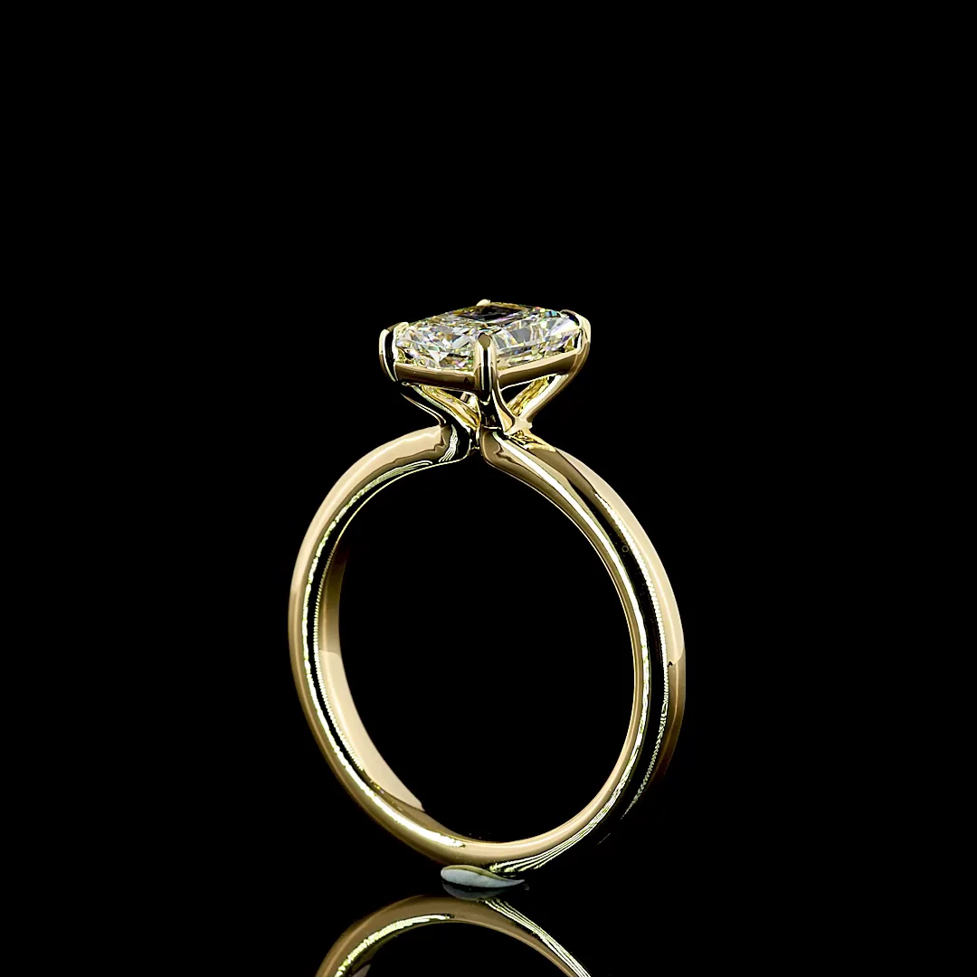 1.59 Cts 14k Yellow Gold Radiant Shape Solitaire Ring - Image 2