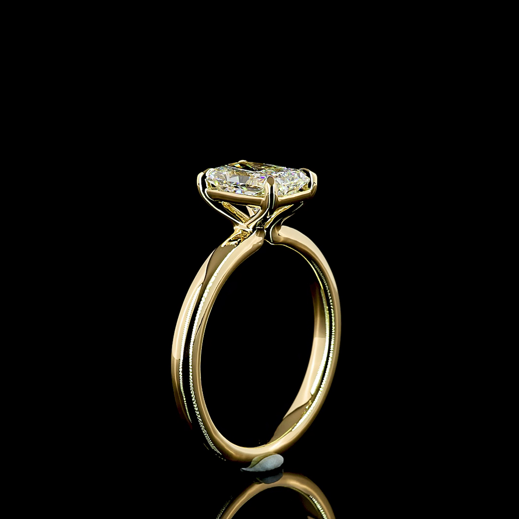 1.59 Cts 14k Yellow Gold Radiant Shape Solitaire Ring - Image 4