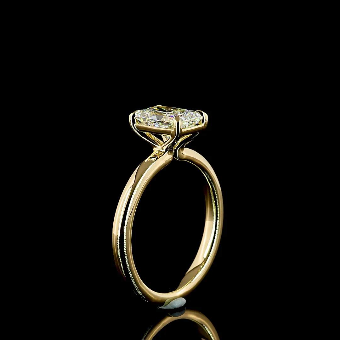 1.59 Cts 14k Yellow Gold Radiant Shape Solitaire Ring - Image 4