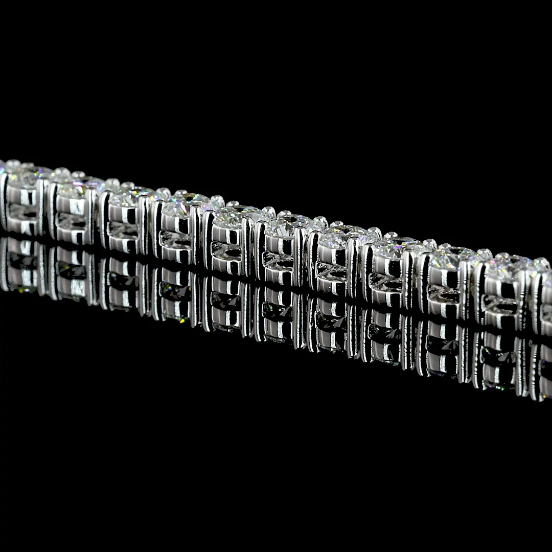 14.05 Cts 14k White Gold Round Shape Tennis Necklace - Image 4