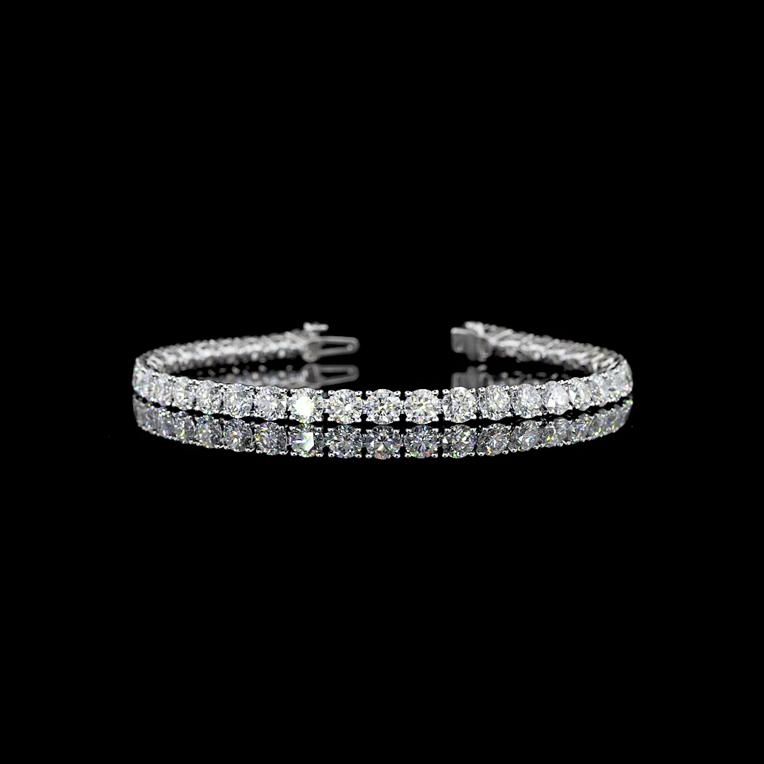 9.86 Cts Silver Round Shape Tennis Bracelet - Video
