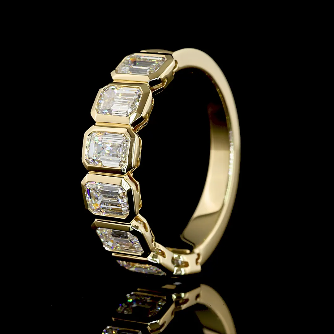 2.05 Cts 14k Yellow Gold Emerald Shape 7 Stones Eternity Band - Image 4