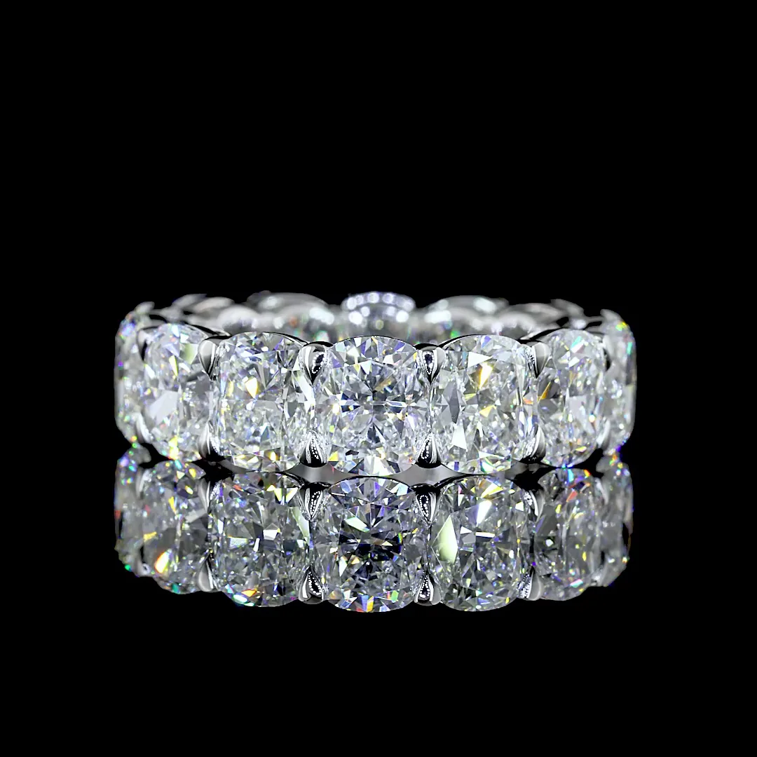 7.86 Cts 14k White Gold Cushion Brilliant Shape Eternity Band Eternity Band - Video