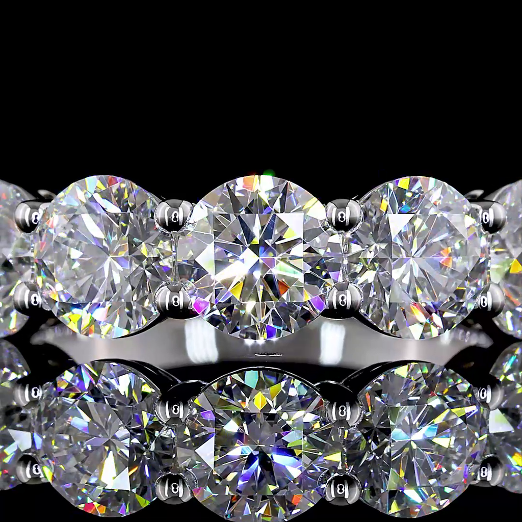 3 Cts 14k White Gold Round Shape 5 Stones Eternity Band - Image 3
