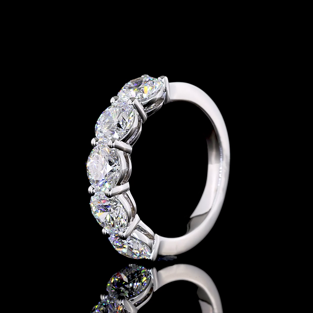 3 Cts 14k White Gold Round Shape 5 Stones Eternity Band - Image 4