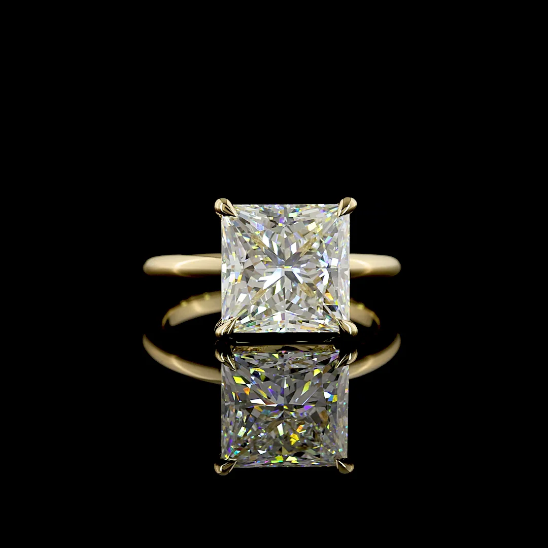 5.19 Cts 14k Yellow Gold Princess Shape Solitaire Ring - Video