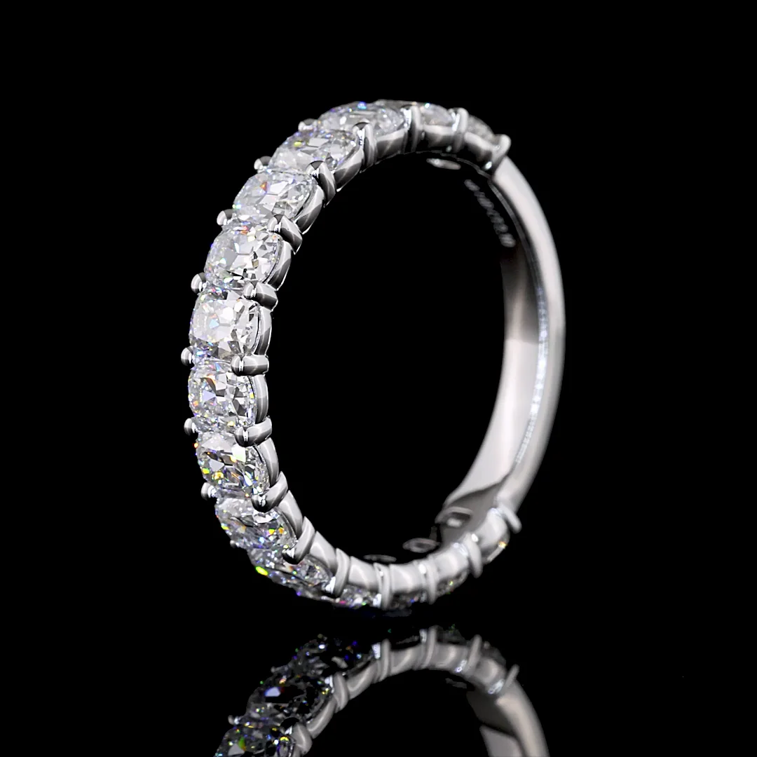 2.1 Cts 14k White Gold Antique Cushion Shape 3/4 Band Eternity Band - Image 4