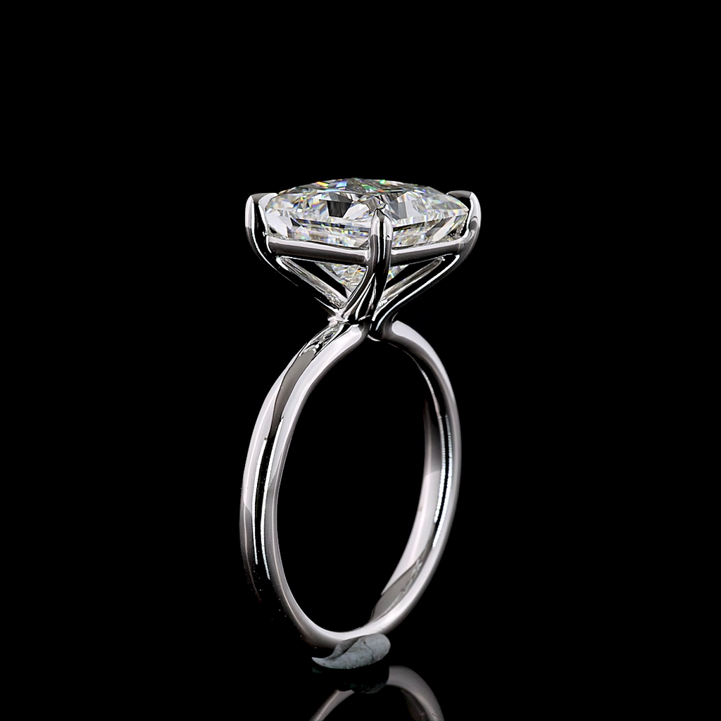 5.23 Cts 14k White Gold Princess Shape Solitaire Ring - Image 4