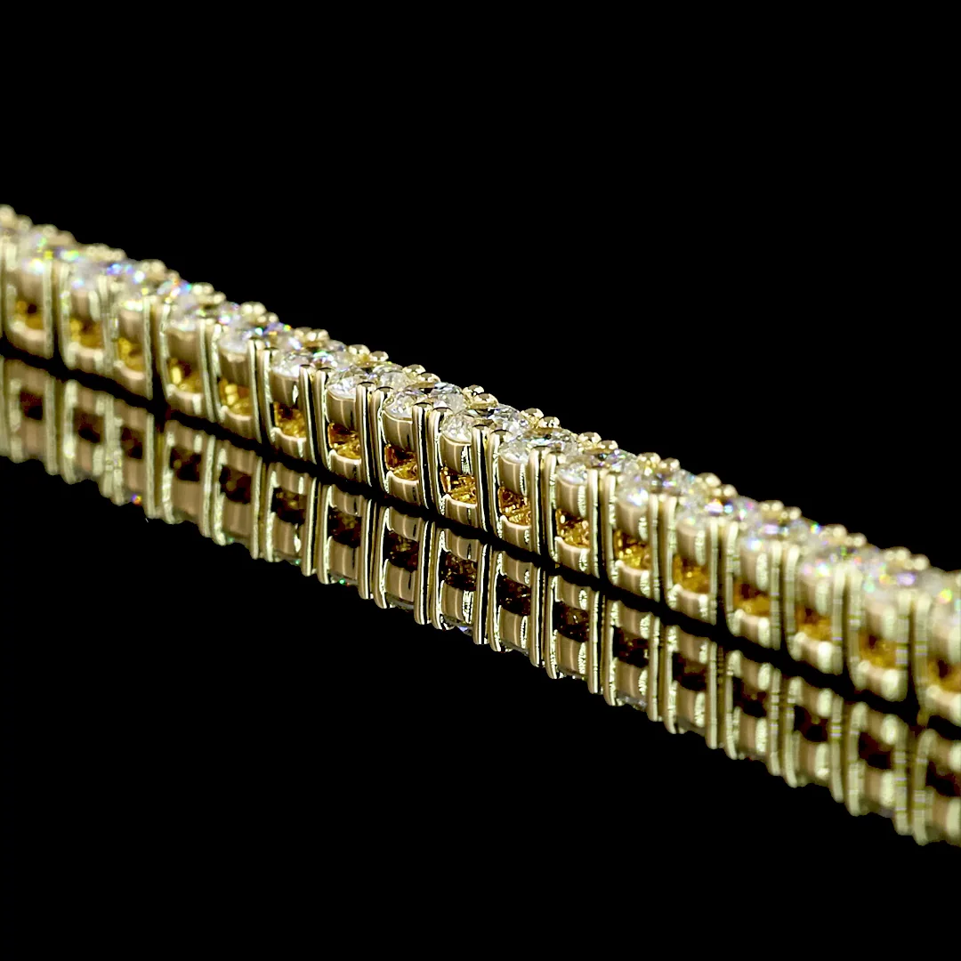 5.52 Cts 14k Yellow Gold Round Shape Tennis Necklace - Image 4