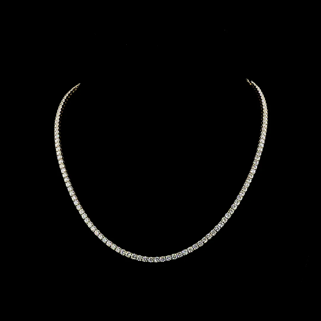 10.8 Cts 14k Yellow Gold Round Shape Tennis Necklace - Video