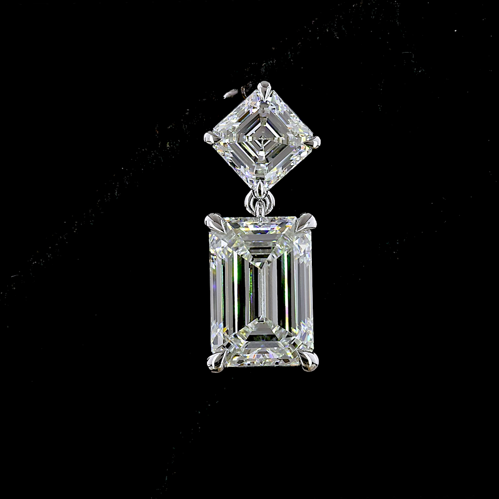 8.21 Cts 14k White Gold Mix Shape Hanging Earring - Image 3