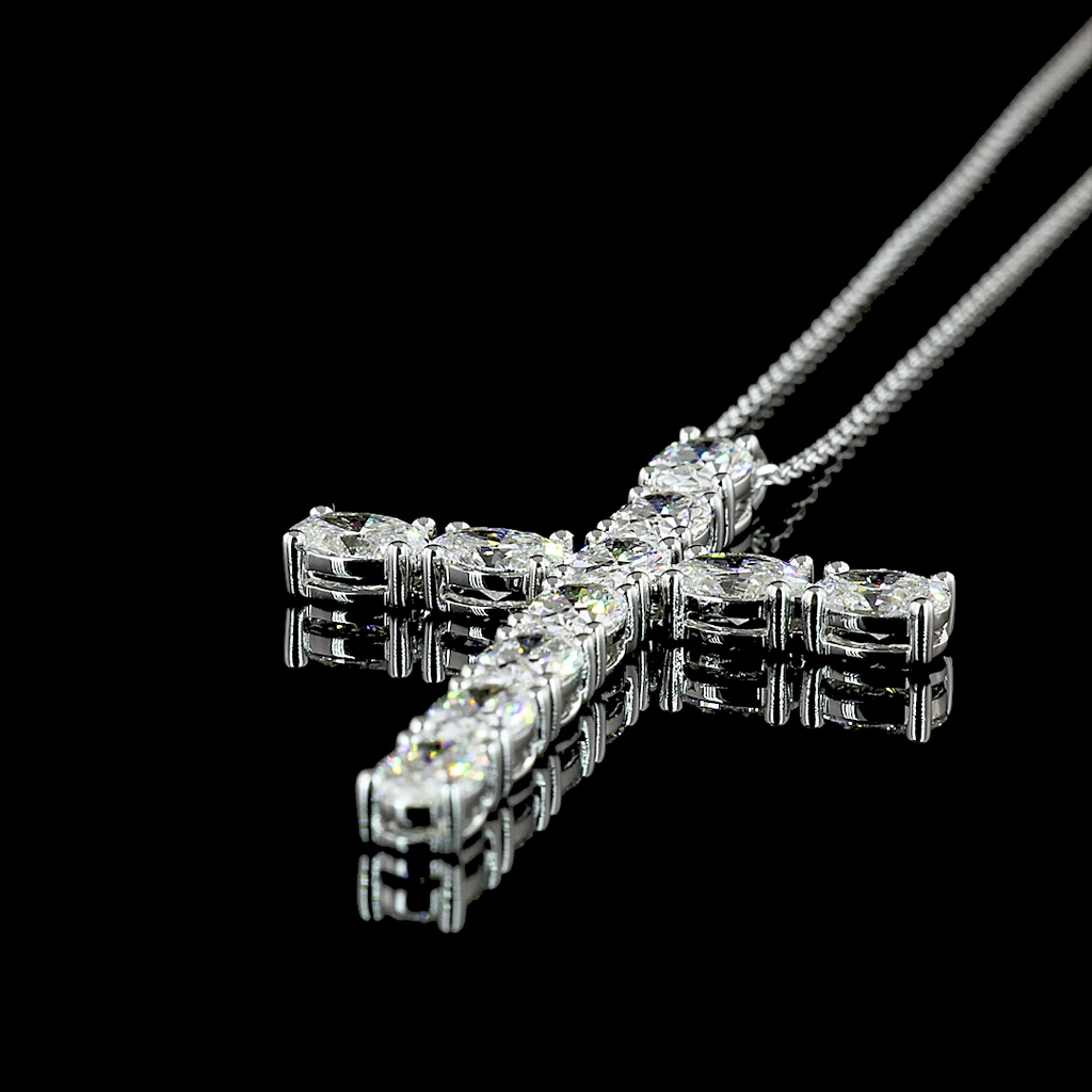 4.14 Cts 14k White Gold Oval Shape Symbol Pendant - Image 4