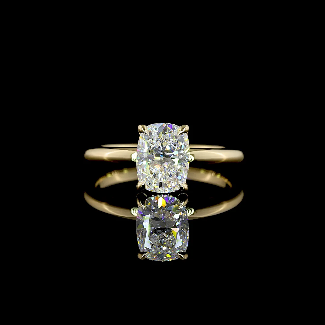 1.59 Cts 14k Yellow Gold Cushion Modified Shape Hidden Halo Ring - Video