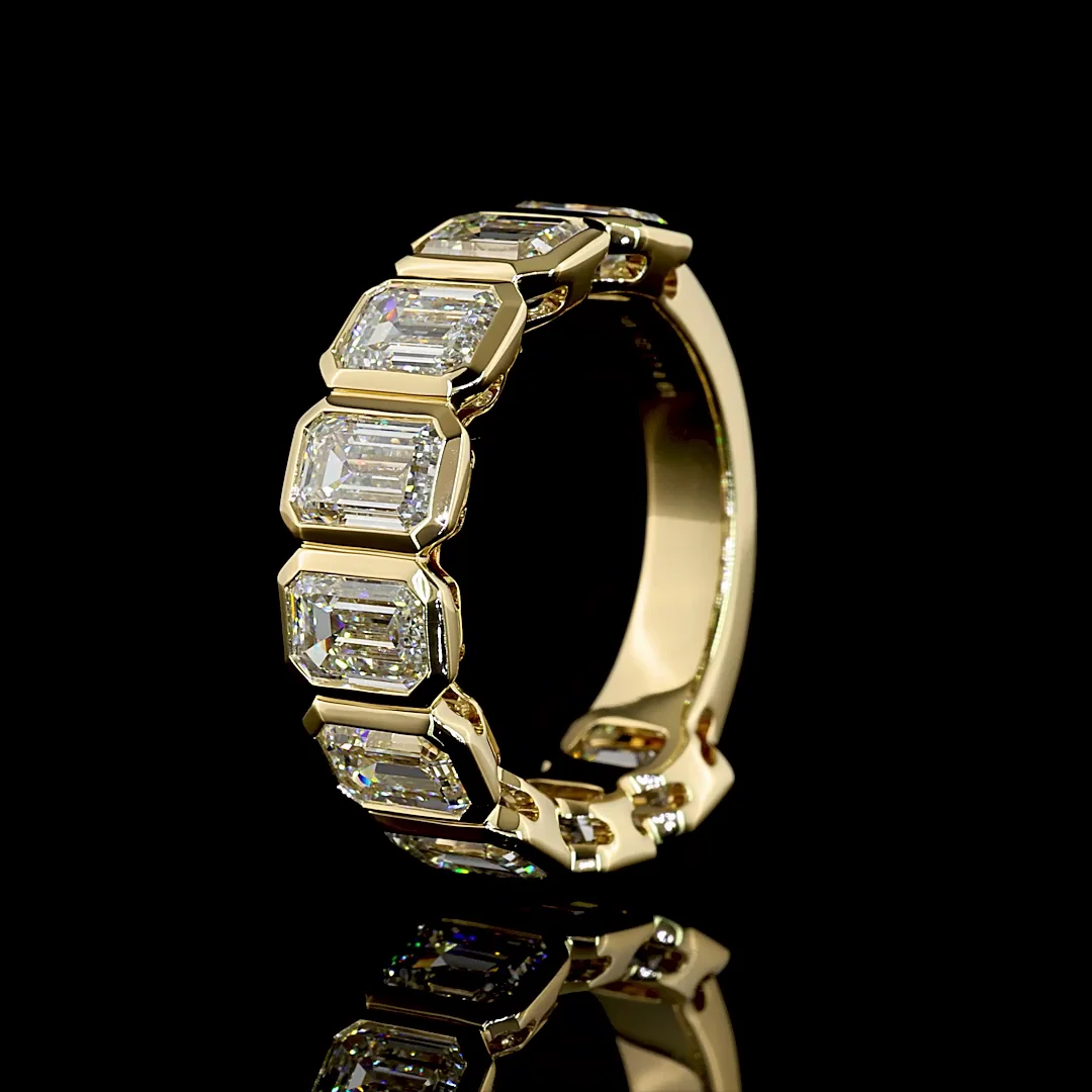 4.61 Cts 14k Yellow Gold Emerald Shape 3/4 Band Eternity Band - Image 4