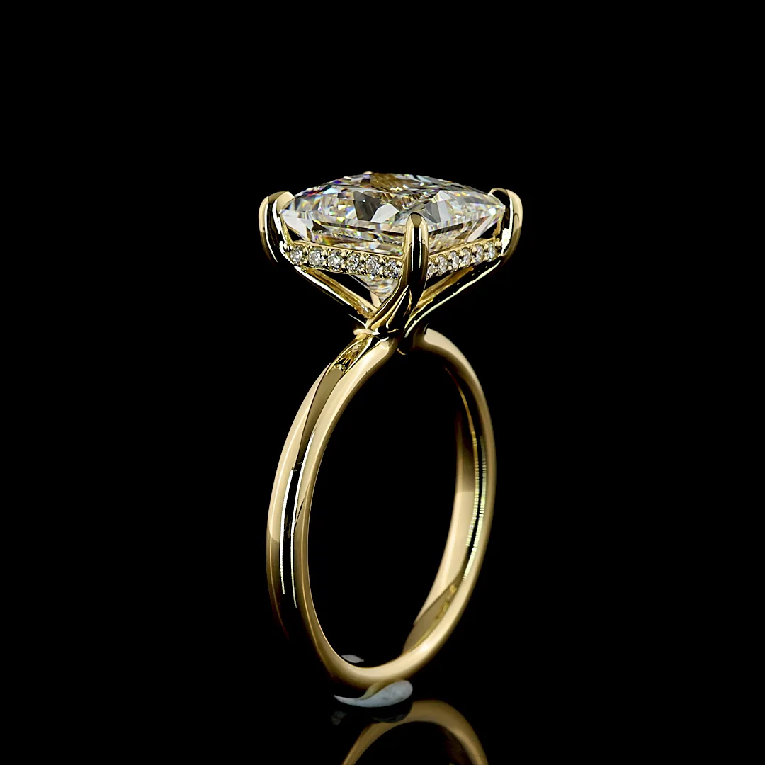 5.21 Cts 14k Yellow Gold Princess Shape Hidden Halo Ring - Image 4