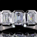 1.93 Cts 14k White Gold Emerald Shape 7 Stones Eternity Band - Image 3