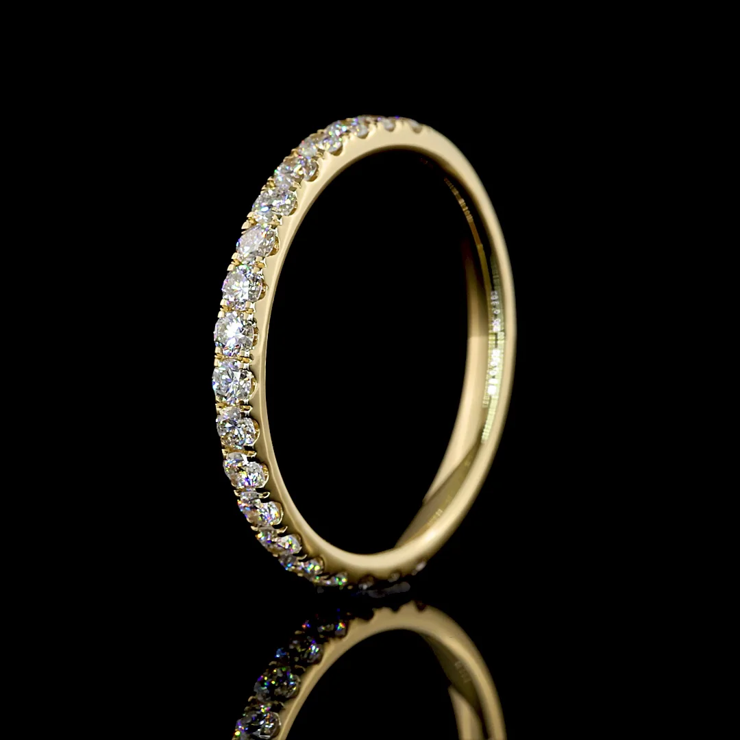 0.53 Cts 14k Yellow Gold Round Shape Half Eternity Eternity Band - Image 4