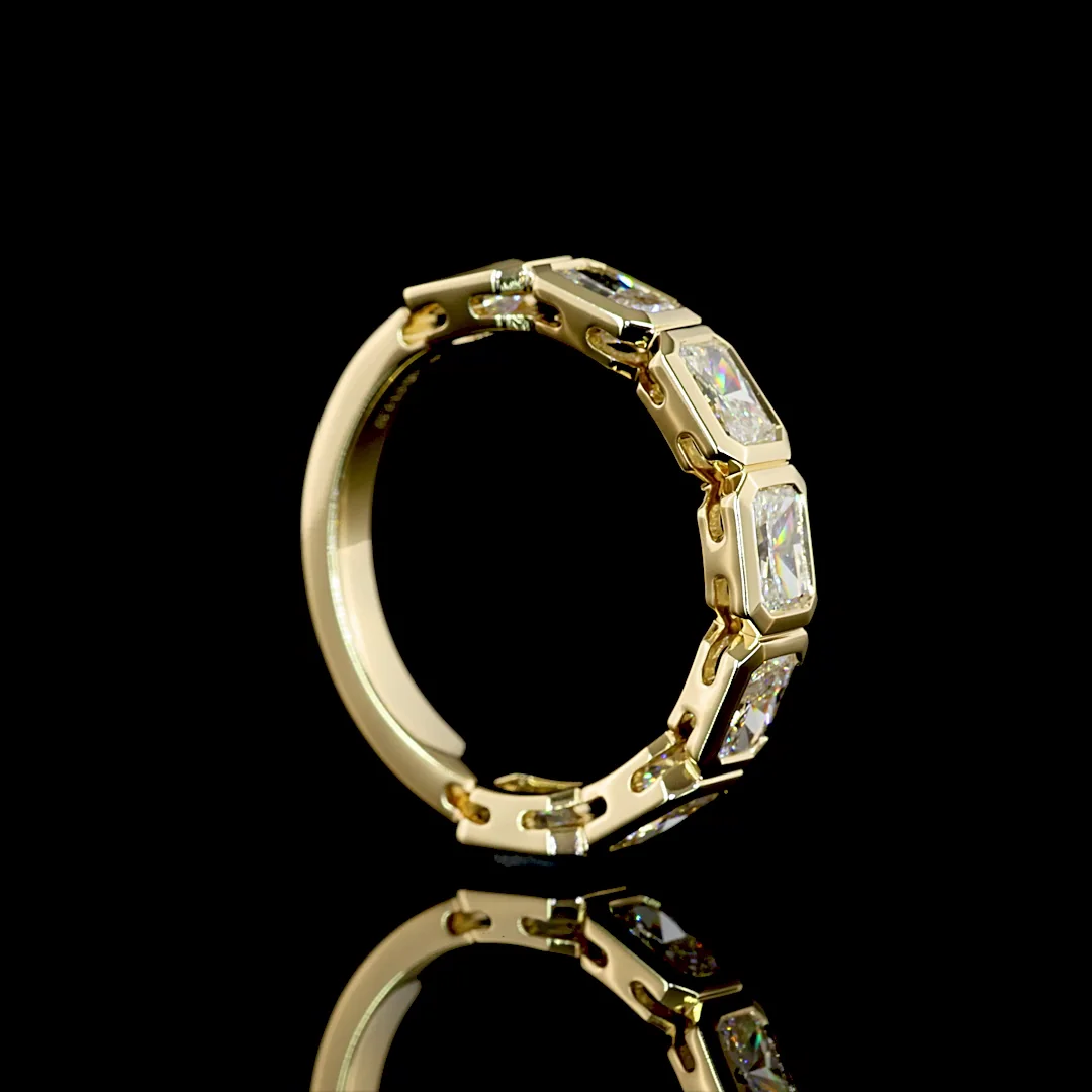 2.17 Cts 14k Yellow Gold Radiant Shape 7 Stones Eternity Band - Image 2