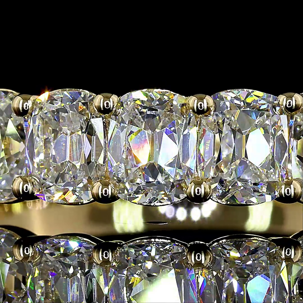 2.22 Cts 14k Yellow Gold Antique Cushion Shape Half Eternity Eternity Band - Image 3