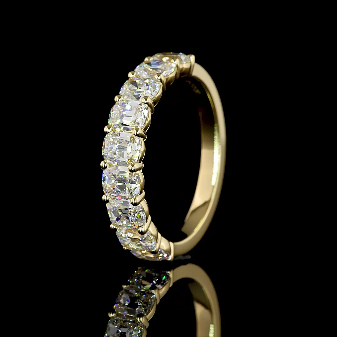 2.22 Cts 14k Yellow Gold Antique Cushion Shape Half Eternity Eternity Band - Image 4