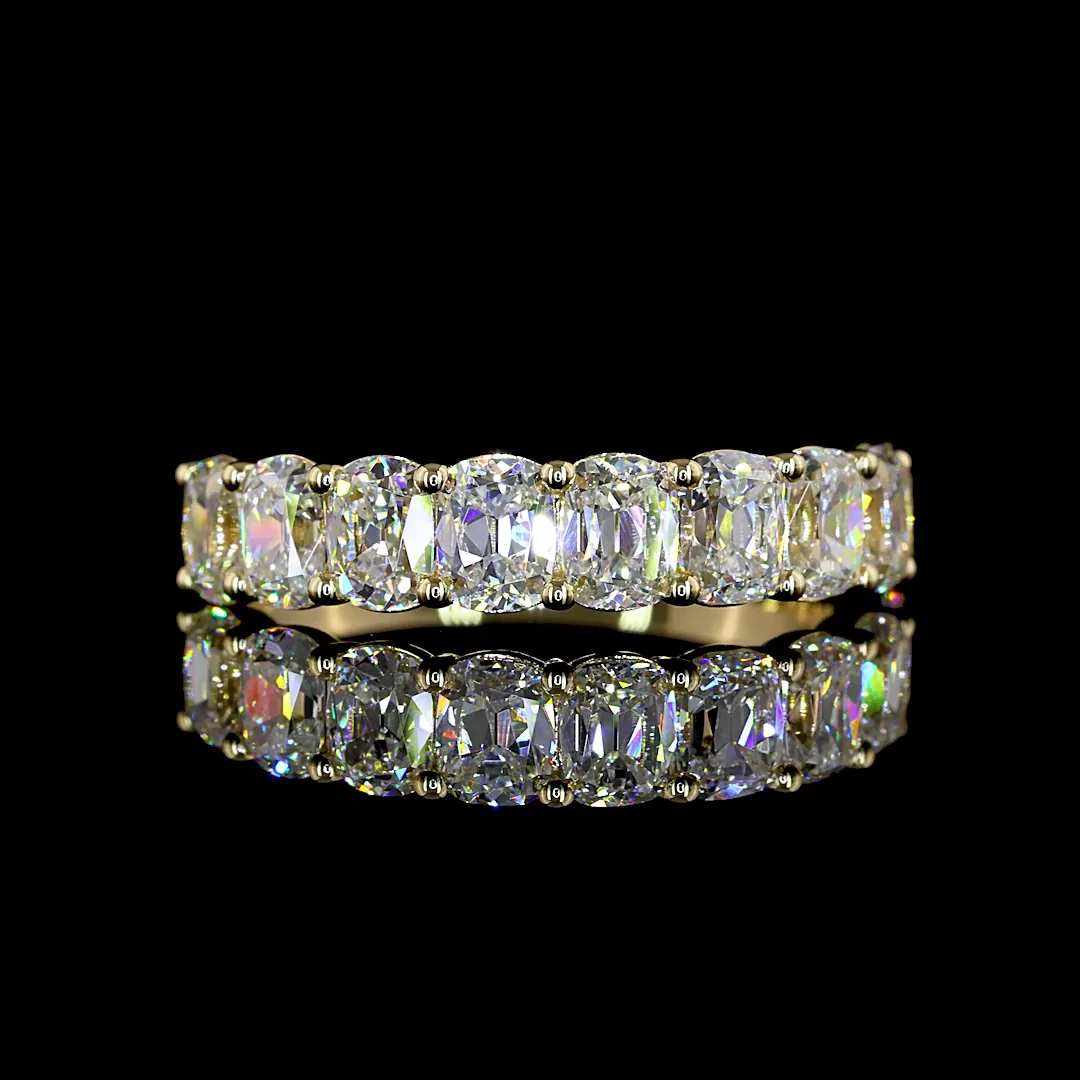 2.22 Cts 14k Yellow Gold Antique Cushion Shape Half Eternity Eternity Band - Video