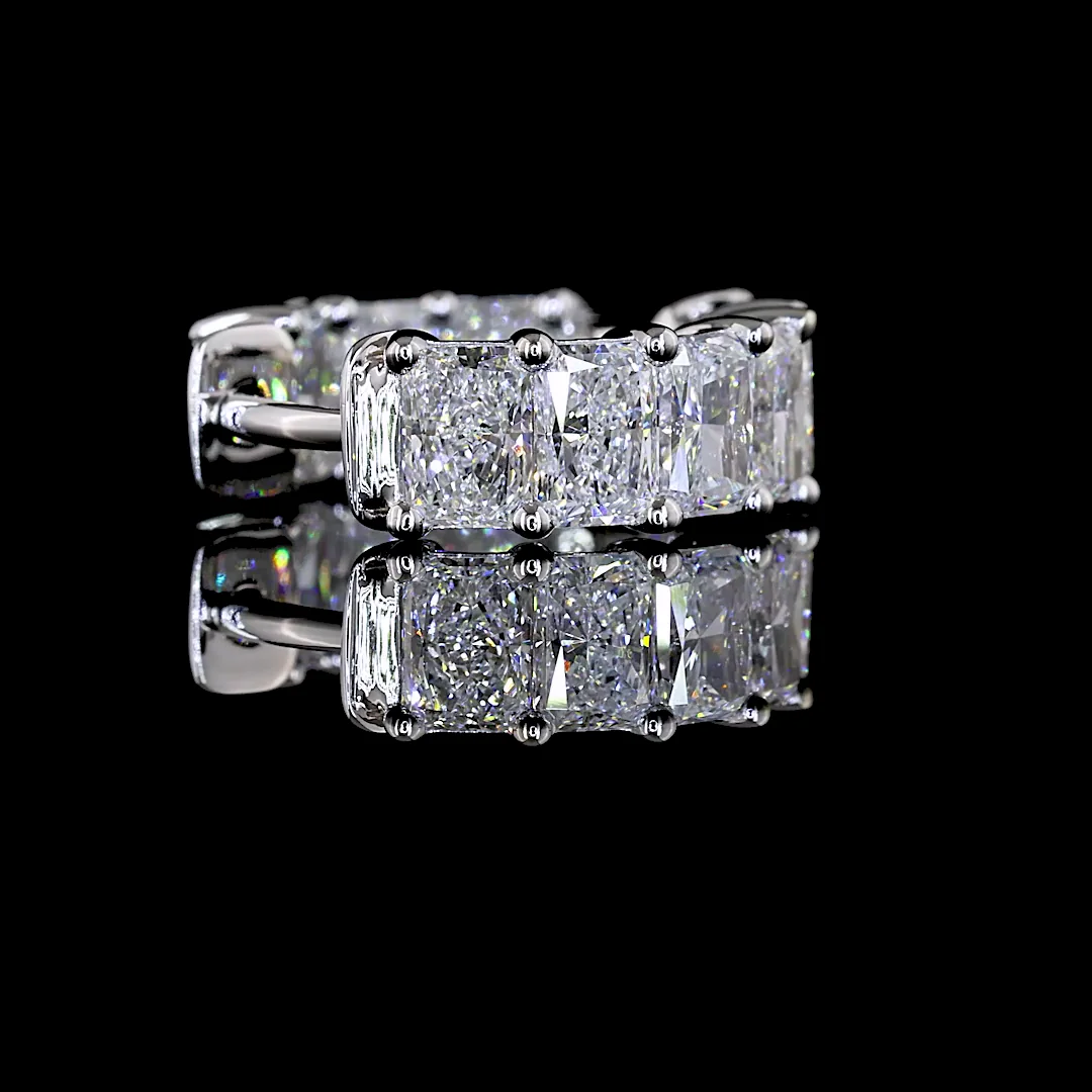 3.26 Cts 14k White Gold Radiant Shape Huggies Earring - Image 2