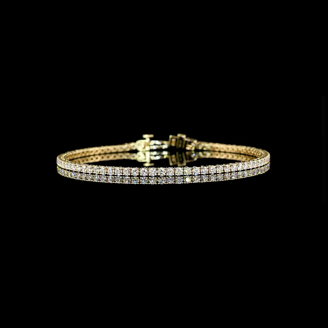 2.8 Cts 14k Yellow Gold Round Shape Tennis Bracelet - Video