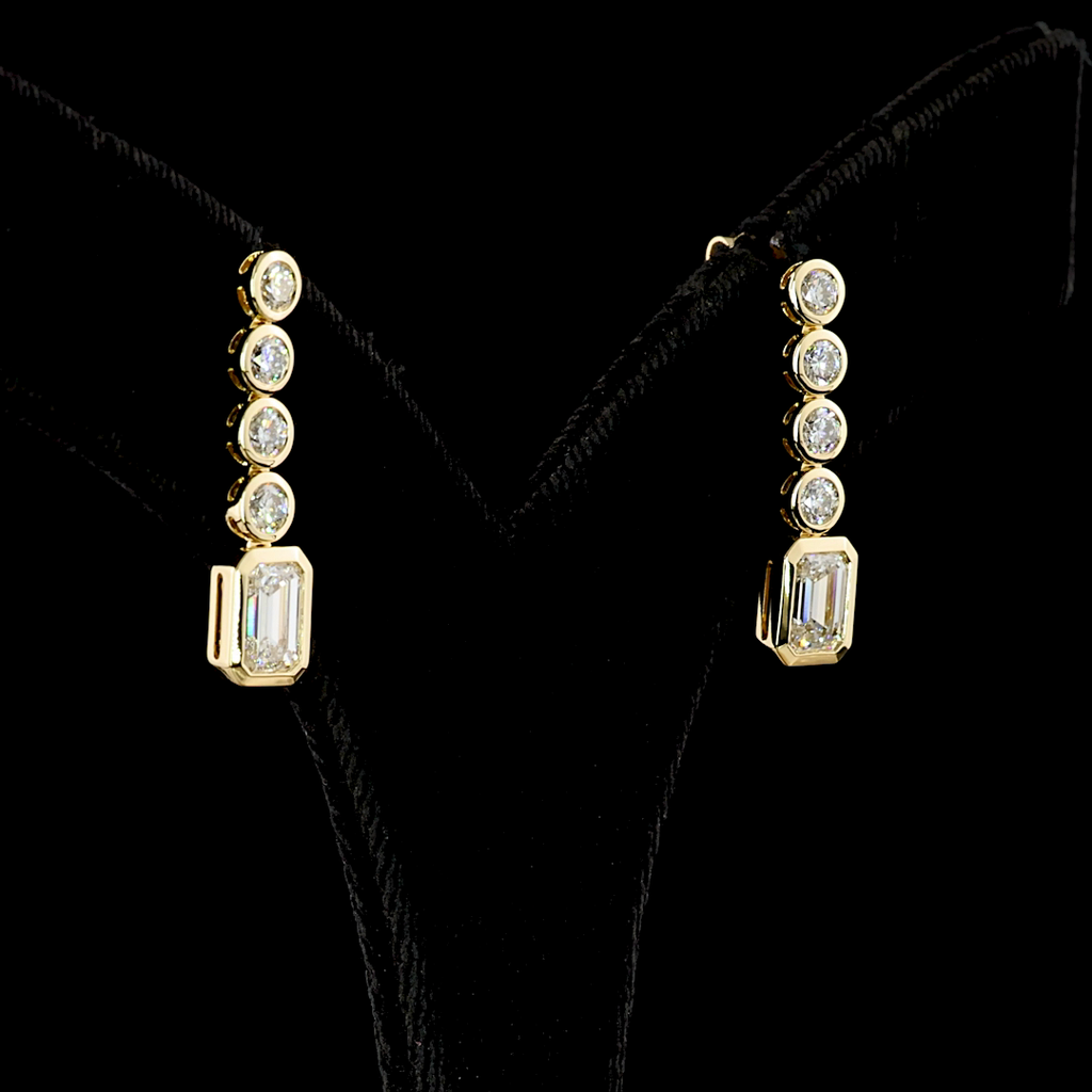 2.55 Cts 14k Yellow Gold Mix Shape Hanging Earring - Image 2