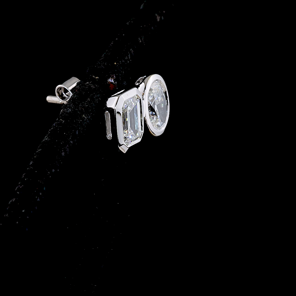1.96 Cts 14k White Gold Mix Shape Studs Earring - Image 4