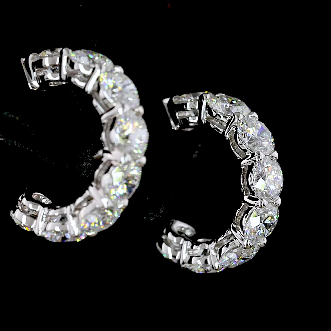 3.01 Cts 14k White Gold Round Shape C Hoops Earring - Image 4