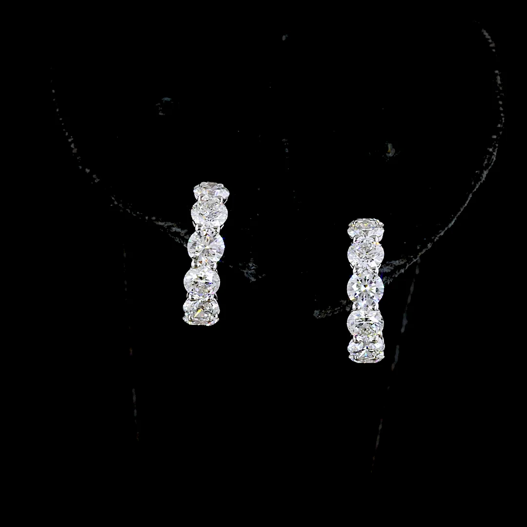 3.01 Cts 14k White Gold Round Shape C Hoops Earring - Video